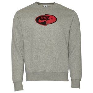 Nike Men's Split Logo Fleece Crew Sweatshirt Grey Red Size 2XL NEW WITH TAGS!